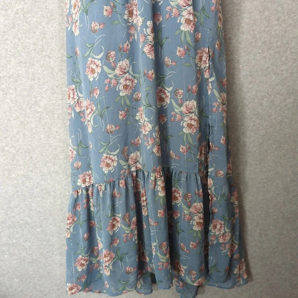 Floret Studios Luna Floral Smoked Midi‎ Tiered Off Shoulder Milkmaid Cottage S